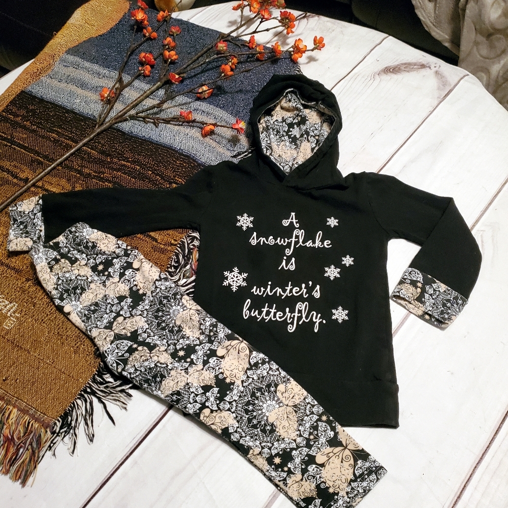 2piece black Hoodie Leggings Outfit S Snowflake